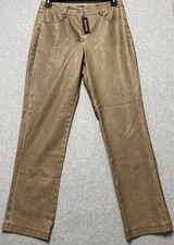 PrettyLittleThing Women’s Brown Washed Faux Leather Straight Leg Pants US 6