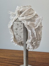 Beautiful Antique French Hand Embroidered Bonnet w/Lace for a Bebe, Late 19th c.