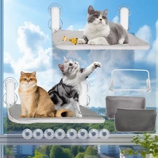 2 Pack Heavy Duty Cat Window Perch,Foldable & Stackable Cat Hammock Bed with ...