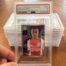 Sergino Dest 2019 Topps UCL Stickers 500 RC Rookie Card PSA 5 EX Ajax. rookie card picture