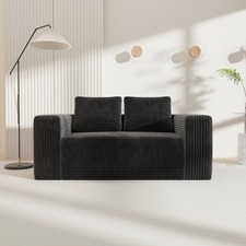 Memory Foam 2-Seater Corduroy Sofa w/ No Installation - Black