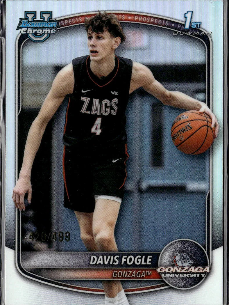 Davis Fogle 2025 Bowman Chrome 1st Refractor 420/499 Gonzaga Bulldogs