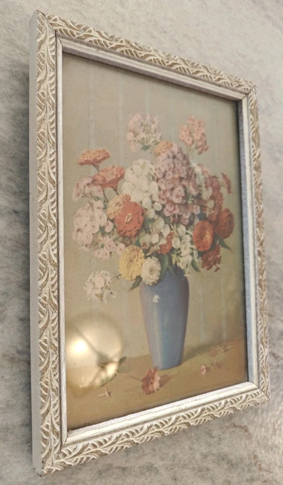 Vintage Ornate PICTURE FRAME Wood antique Floral Art 6x8" Gallery Wall Decor a - Image 2 of 4