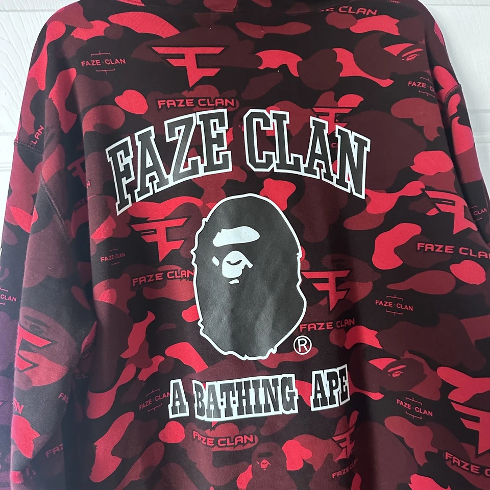 BAPE × FaZe Clan Collaboration Full Zip Hoodie Red Camouflage - 2XL - Image 2 of 4