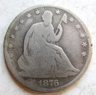 1876 Seated Liberty Half Dollar 50c~Low Grade