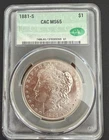 1881-S Morgan Silver Dollar, CACG MS65 CAC