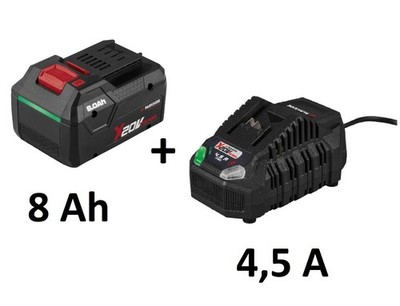 PARKSIDE PERFORMANCE 8 Ah Smart Akku PAPP 208 + Ladegerät 4.5 A -X 20V Team-Neu
