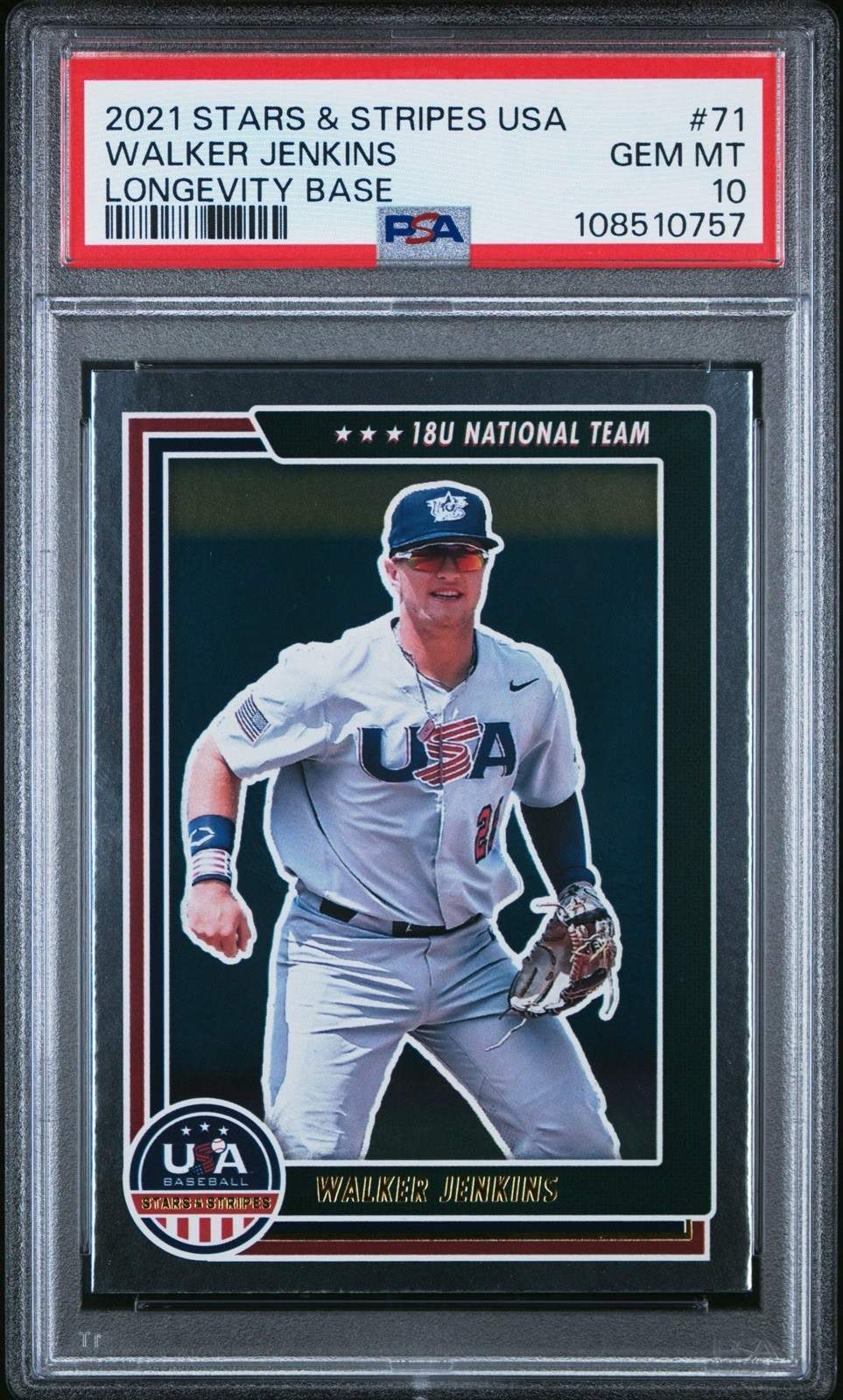 2021 Walker Jenkins Stars & Stripes FOIL ~ PSA 10 GEM MINT RC ~ Pop 2 ~ Twins view 4
