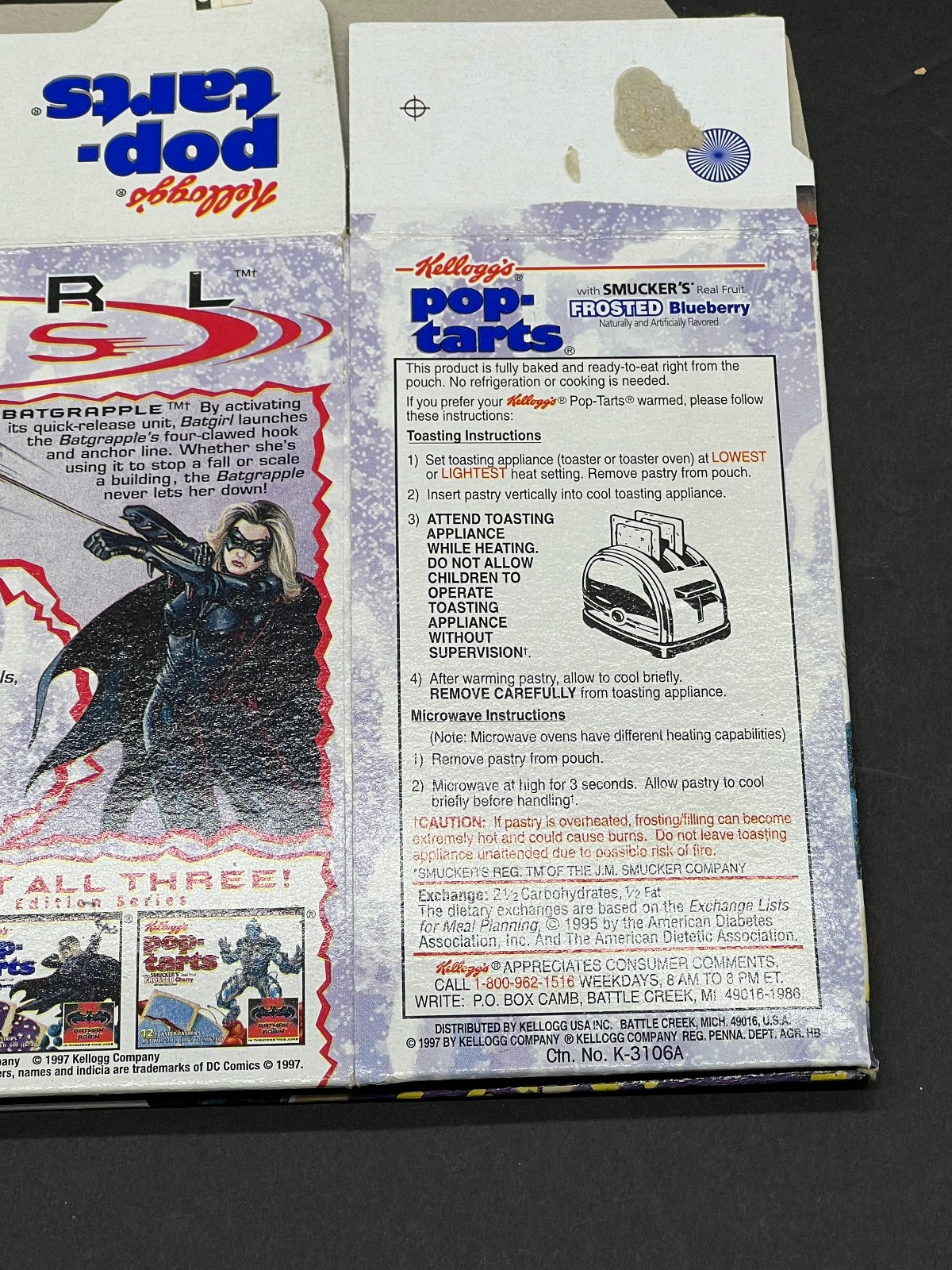 Vintage Kellogg's Pop-Tarts Box Batgirl 1997 Blueberry Batman & Robin Pop Tarts