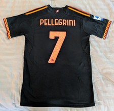 Maglia calcio AS Roma 2023-24 terzo kit nera uomo taglia M Adidas #7 Pellegrini 