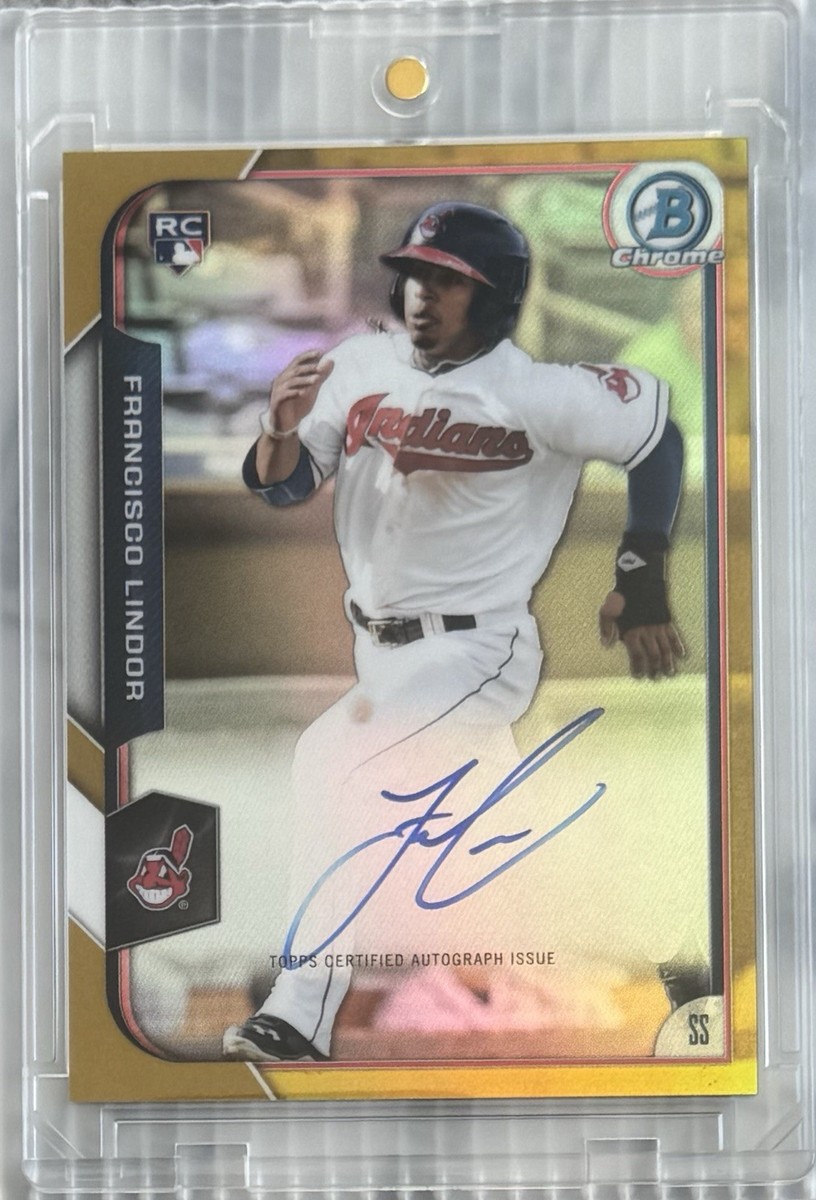 Francisco Lindor Auto /50 2015 Bowman Chrome Rookie Gold Refractor