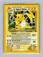 Lt. Surge's Raichu 11/132 Rare Gym Challenge Pokemon Unlimited Holo HP Crease on eBay