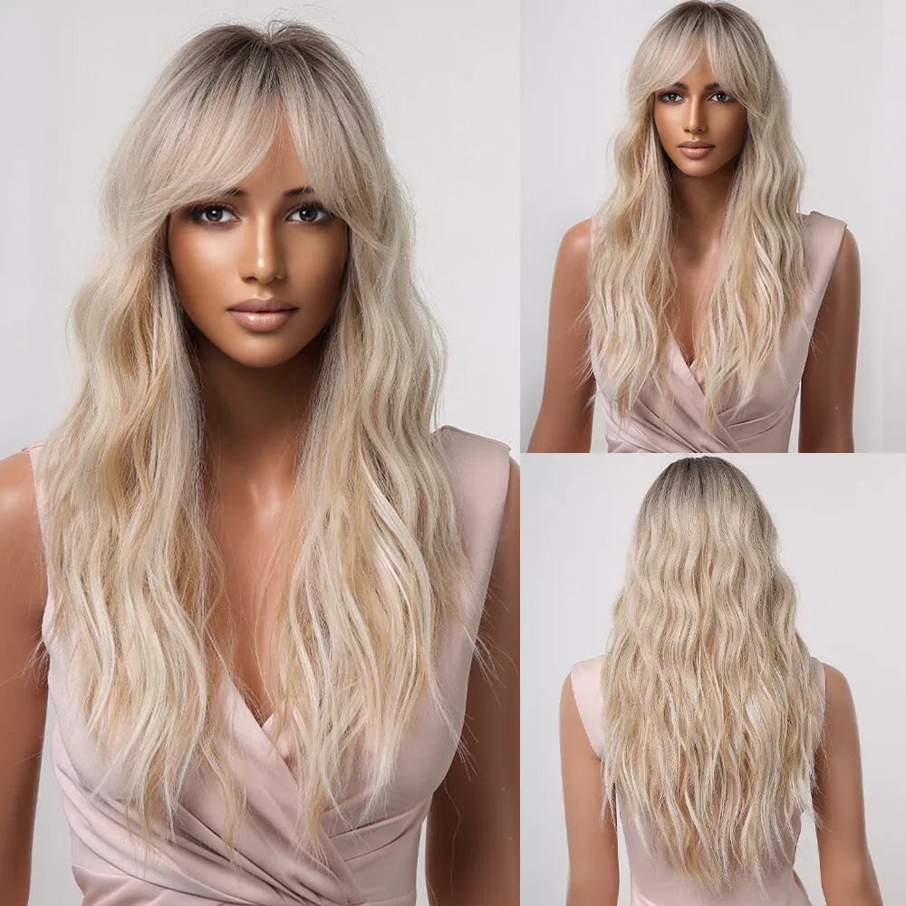 Long wavy best sale platinum blonde wig