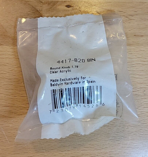 Baldwin Round Clear Acrylic Knob Cabinet Hardware NOS CTC Spain 4417-820 - Picture 6 of 6