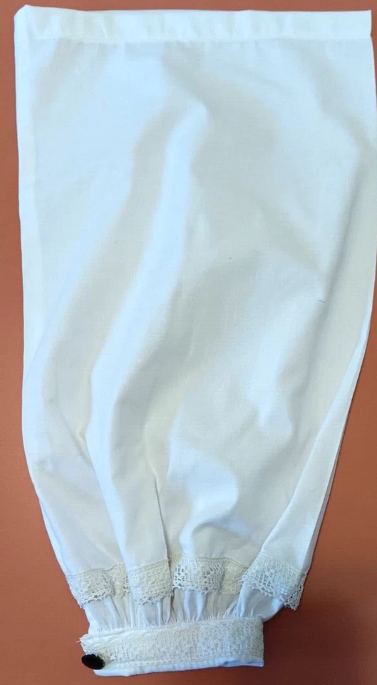 Women's White Cotton Lace Trimmed Repro. Civil War Antique Lace & Glass Buttons - Image 3 of 4
