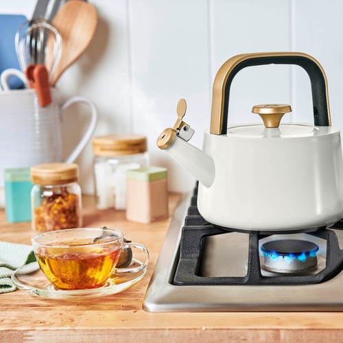 1.8L Ceramic Non-Stick Stovetop Tea Kettle, White Frosting, - Picture 8 of 10