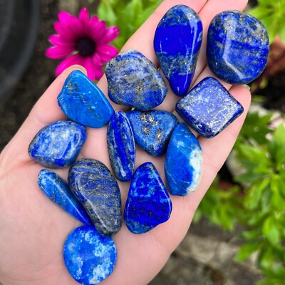 Lapislazuli Bechersteine natürliche Kristall Heilsteine blau goldfarben Stein UK