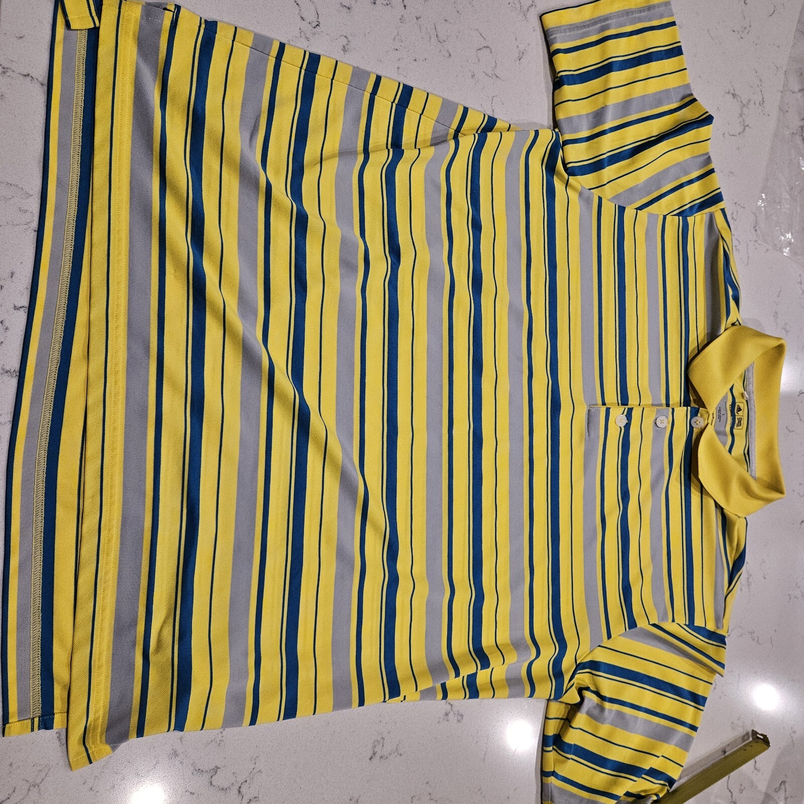 Adidas Shirt Mens Large Climacool Golf Polo Yellow Stripe thumbnail 2
