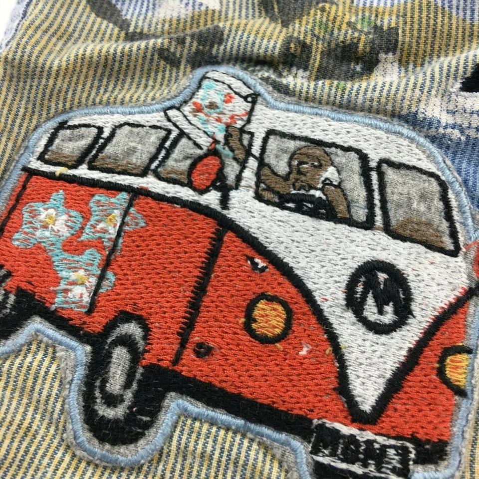 Notting Hill MONSOON Boys 12-18 Month Shirt Embroidered Patches Ship Car Blue  - Image 4 of 4