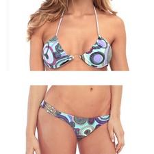 Bikini SET Made in USA New with Tags scrunch-butt swimsuit beaded swimwear Large