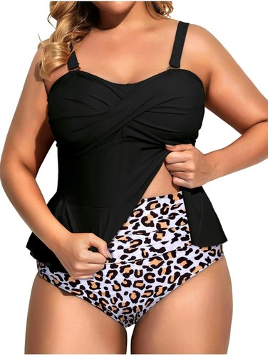 Women's 2 Piece 16W Plus Size Swimsuit with Bottom Peplum Tankini High... - Bild 13 von 13