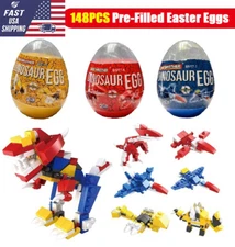 6 Packs 148PCS Pre-Filled Easter Eggs Building Blocks Set Dinosaurs for Boys