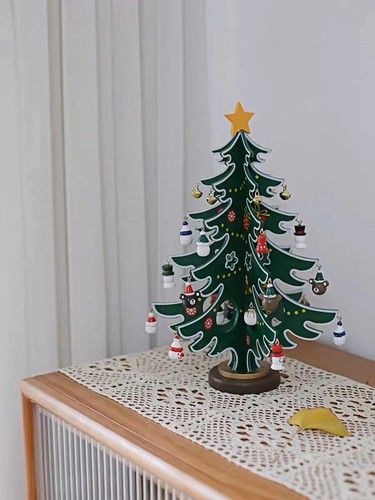 Toys Christmas Decorations Xmas Ornaments Wooden Christmas Tree Table Top - Picture 5 of 15