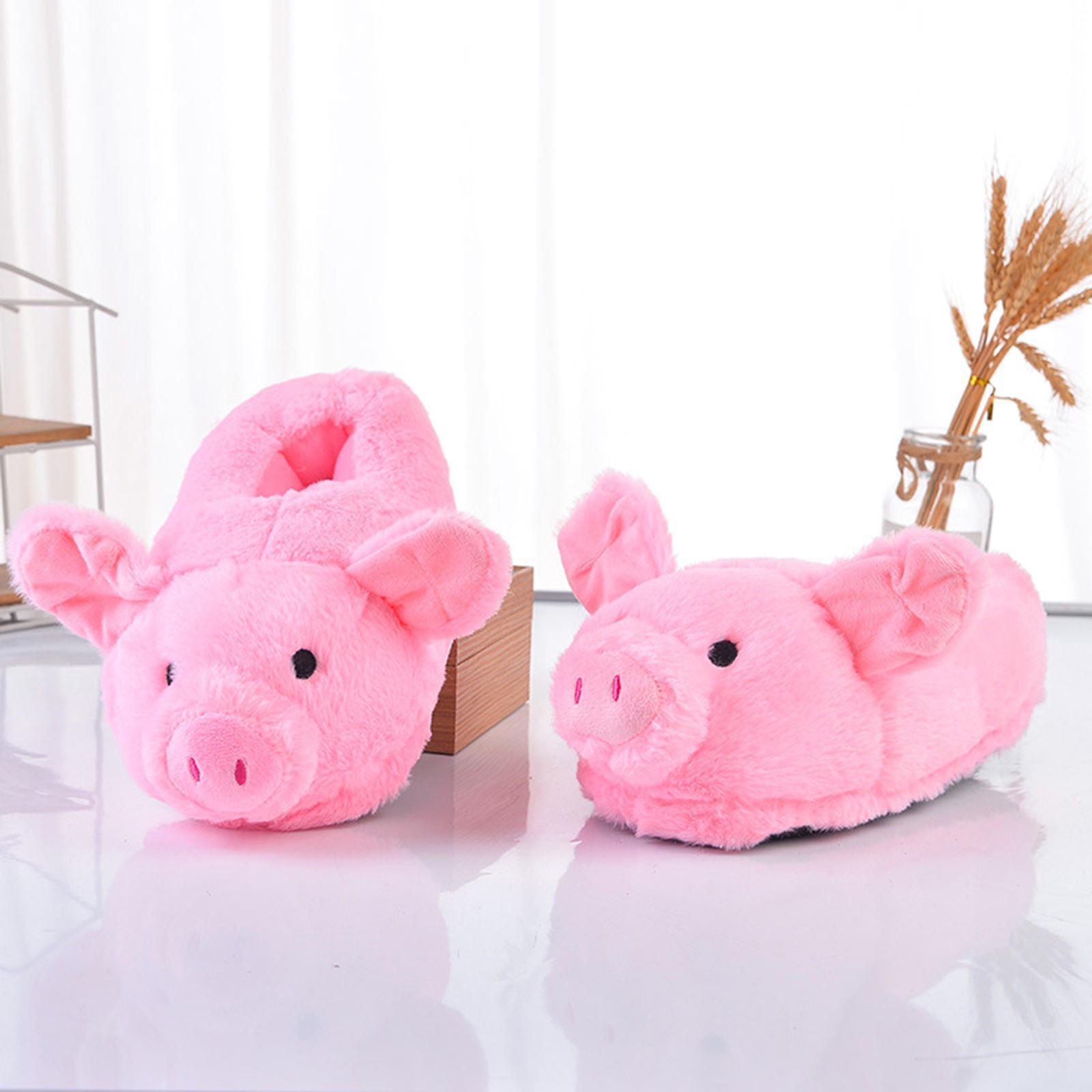 SAOLA Chaussons en peluche pour femmes chaussures de sol en cochon rose doux 