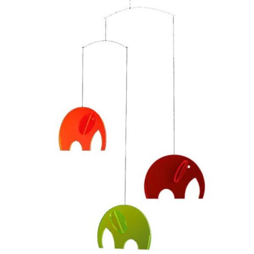 Flensted Mobiles Mobile Elefanten Olephants Plexiglas Rot Orange Gelb - Bild 1 von 1