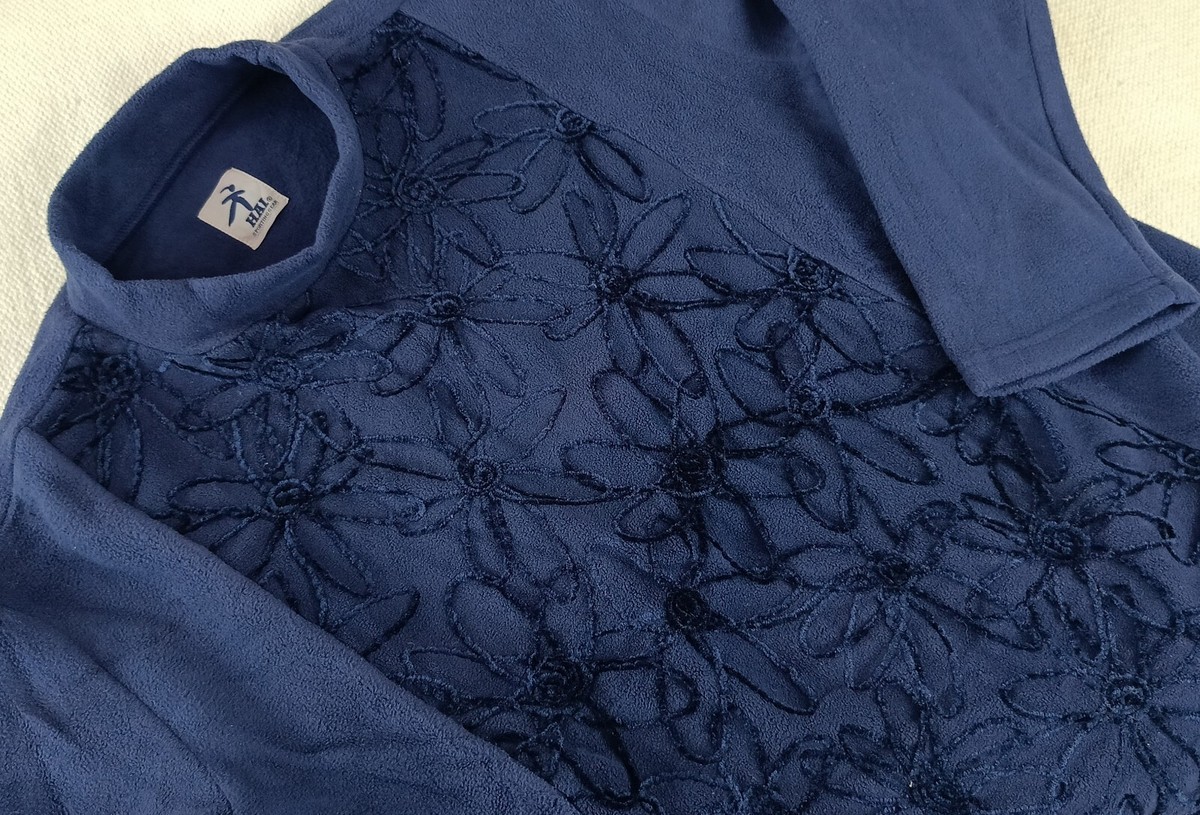 HAI SPORTING GEAR 長袖シャツ　レディース　ネイビー系　Mサイズ HAI sporting gear by Issey Miyake Japan blue indigo poly