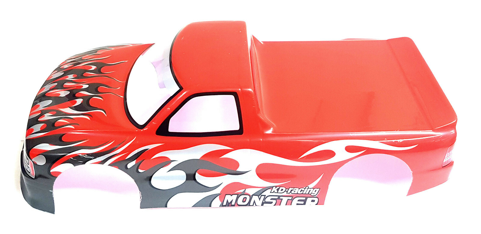 H029 RC 1/10 Scale Monster Truck Body Shell Cover Red Flame Grey Cut eBay
