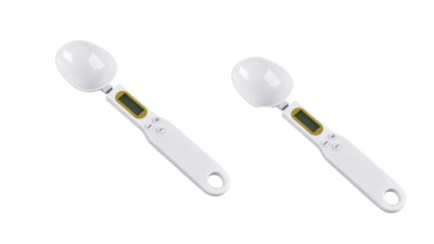 2 x Digitale Küchenlöffelwaage - genau 0,1 g bis 500 g, Knopf batteriebetrieben