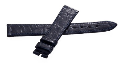 Bracelet De Montre En Cuir Bleu Marine Pour Universal Genève - Largeur 17 Mm, Vintage, Occasion