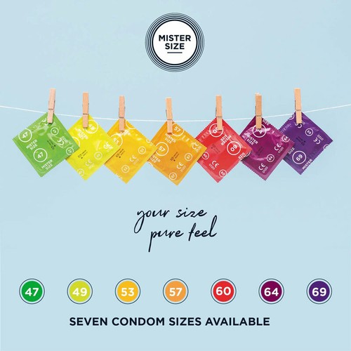 Mister Size condoms * 49 mm width * Smaller Narrower Transparent condoms Box 10 - Picture 6 of 11