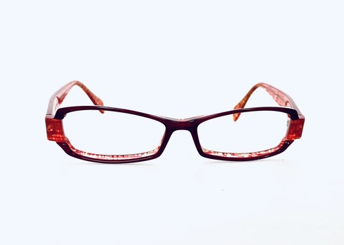 Face A Face Red & Clear Lucite Drip Rectangular Glasses France Axes 50 16 138