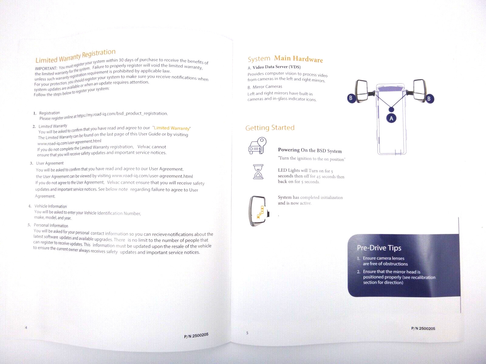 Velvac Road-IQ Blind Spot Protection System Tiffin Motor Home Phaeton 5123729