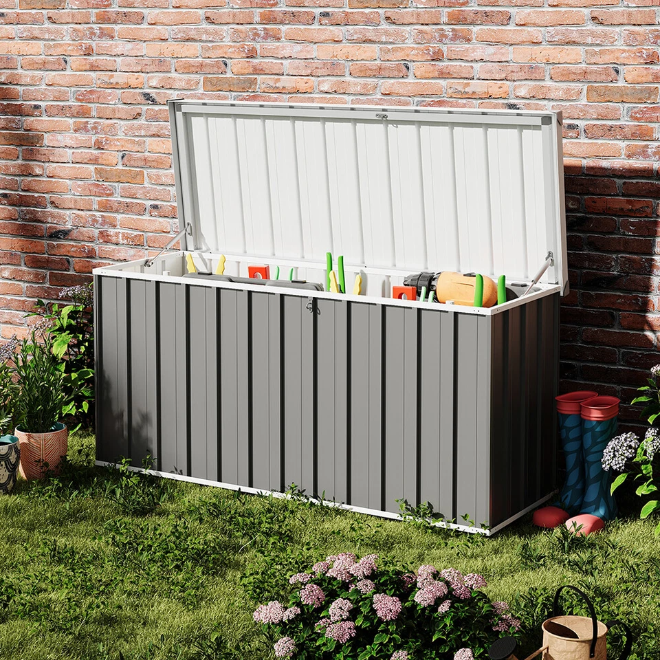 250 - 580L Lockable Metal Storage Box Garden Patio Tool Box In/Outdoor Organizer - Image 4 of 4