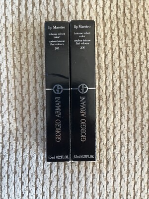 2 piece Giorgio Armani Lip Maestro Intense Velvet Color Cedar #206 ~6.5ml