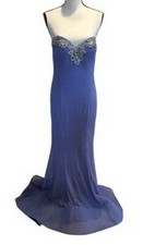 Terani Couture Royal Blue Strapless Embellished Beaded Gown Size 10 299 Prom