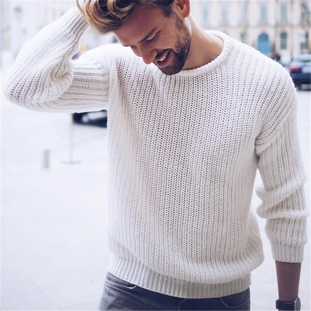 Men's Sweaters Pullover Knitted Knit Top Knitwear Round Neck Long Sleeve  Sweater