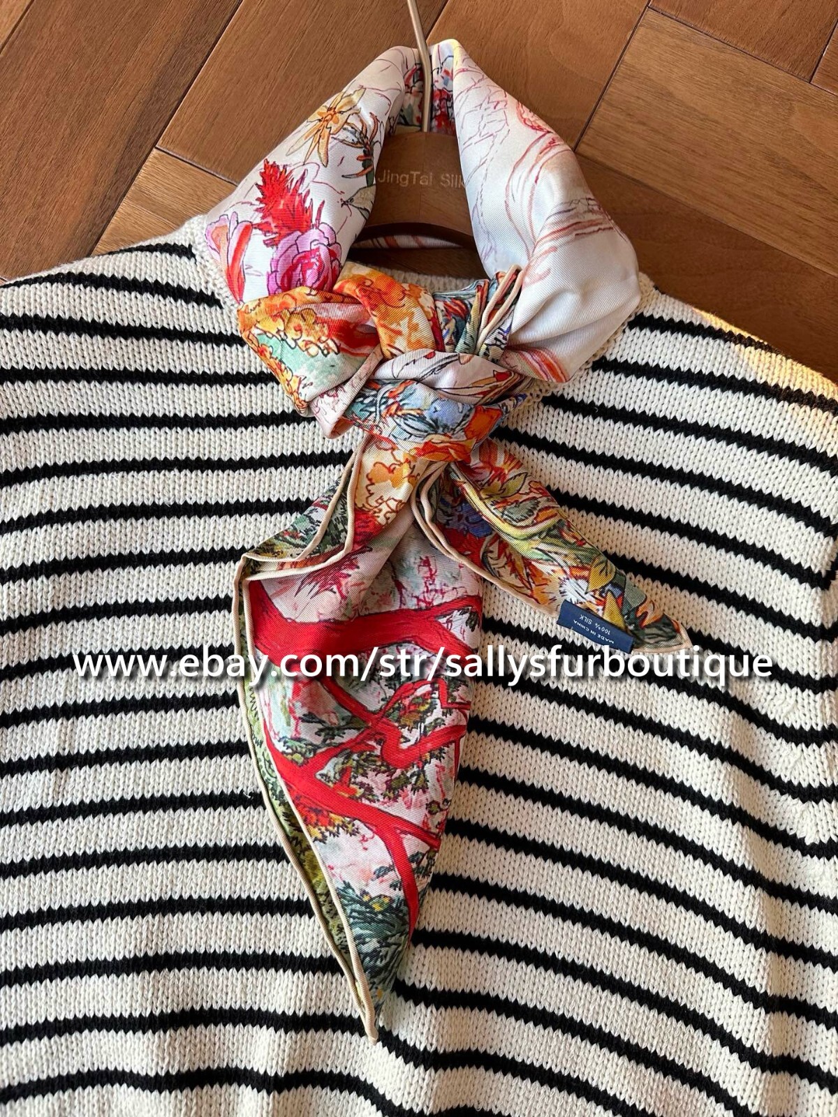 New 18 Momme Twill Silk Wrap Scarf Flowers Garden Print Double Face Shawl 35