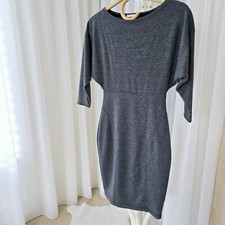 RACHEL ROY Grey Jersey Fitted Cute Dress- Drop Shoulder, Dolman Sleeve | XS