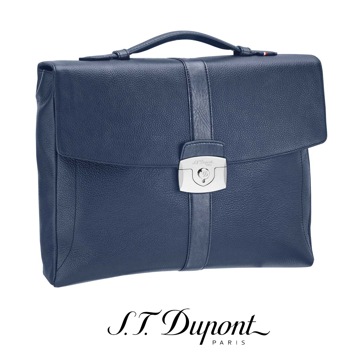 S.T. Dupont 181271 Line D Blue Grained Leather Single Gusset