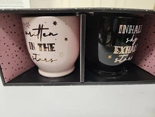 Mug Set "Written In The Sky, Inhale Sky Exhale Stars Ceramic Mugs in Gift Box