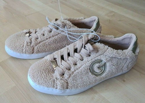 GBG by Guess Los Angeles Women’s Beige Faux Fur Gold Sneakers Shoe Size 9 M NWOT - Picture 4 of 8