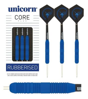 Unicorn Darts Core Brass Plus Blue Rubberised 21g 23g 25g (Steel Dart) Pfeile