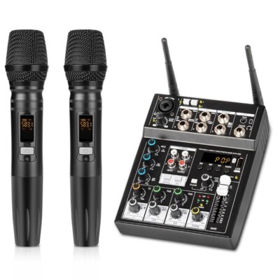 R6 Pro   Sound Card 4CH Mixer For Livestreaming + Cordless Microphones- #E5