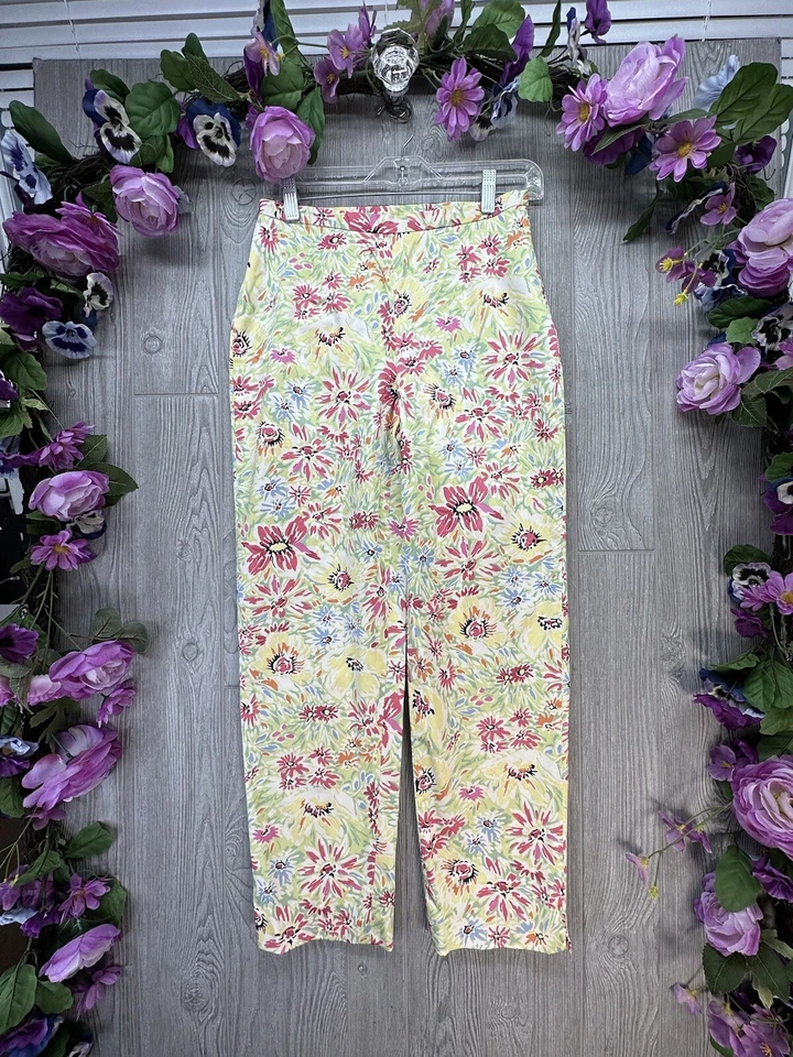 Brooks Brothers Floral Pants Size 4 Womens Dress Pants Yellow Flowers - Image 4 of 4