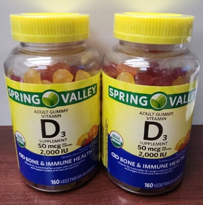 2 Vegetarian Vitamin D3 By Spring Valley/ bone & immune, 2000 IU, 320 gummies
