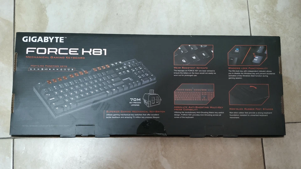 Gigabyte FORCE K81 Mechanical KeySwitch Gaming Keyboard English Hebrew USB Wired - Image 3 of 4